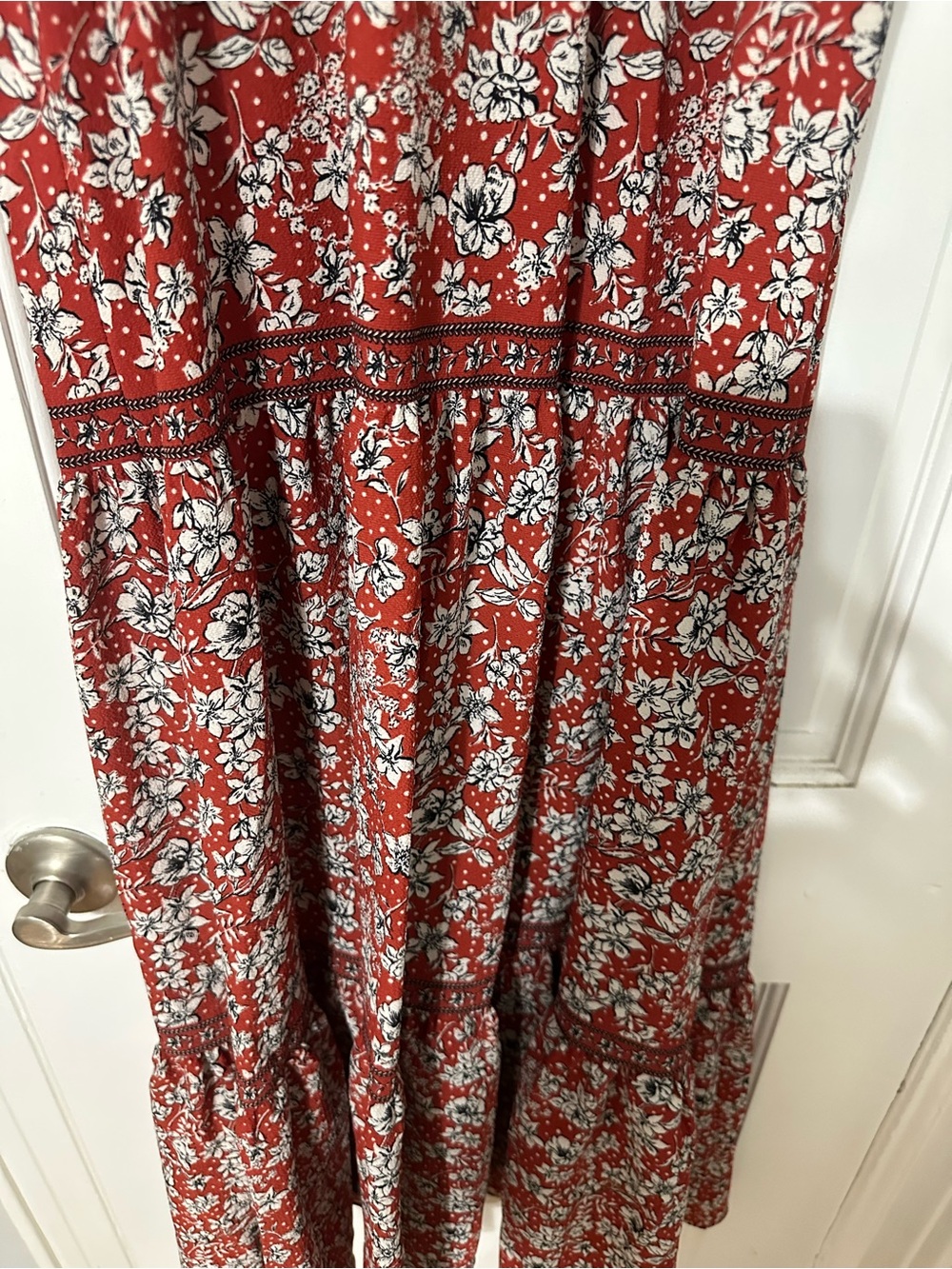 Max Studio Red Floral Maxi Dress with Smocked Waist - gorgeous! - Picture 6 of 8